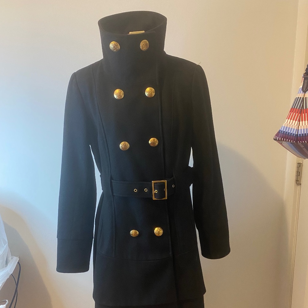 Guess pea coat in black with golden details